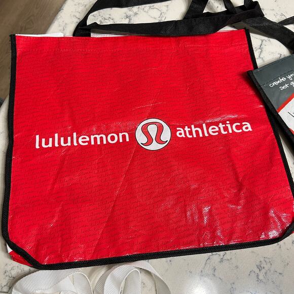 Lot of 3 Lululemon Athletica Reusable Shopping Bags Small White, VTG 2009, Red - Picture 4 of 14